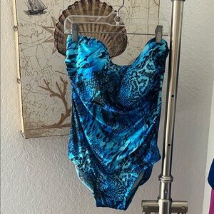 Longitude Vibrant Blue and Black One Piece Swimsuit